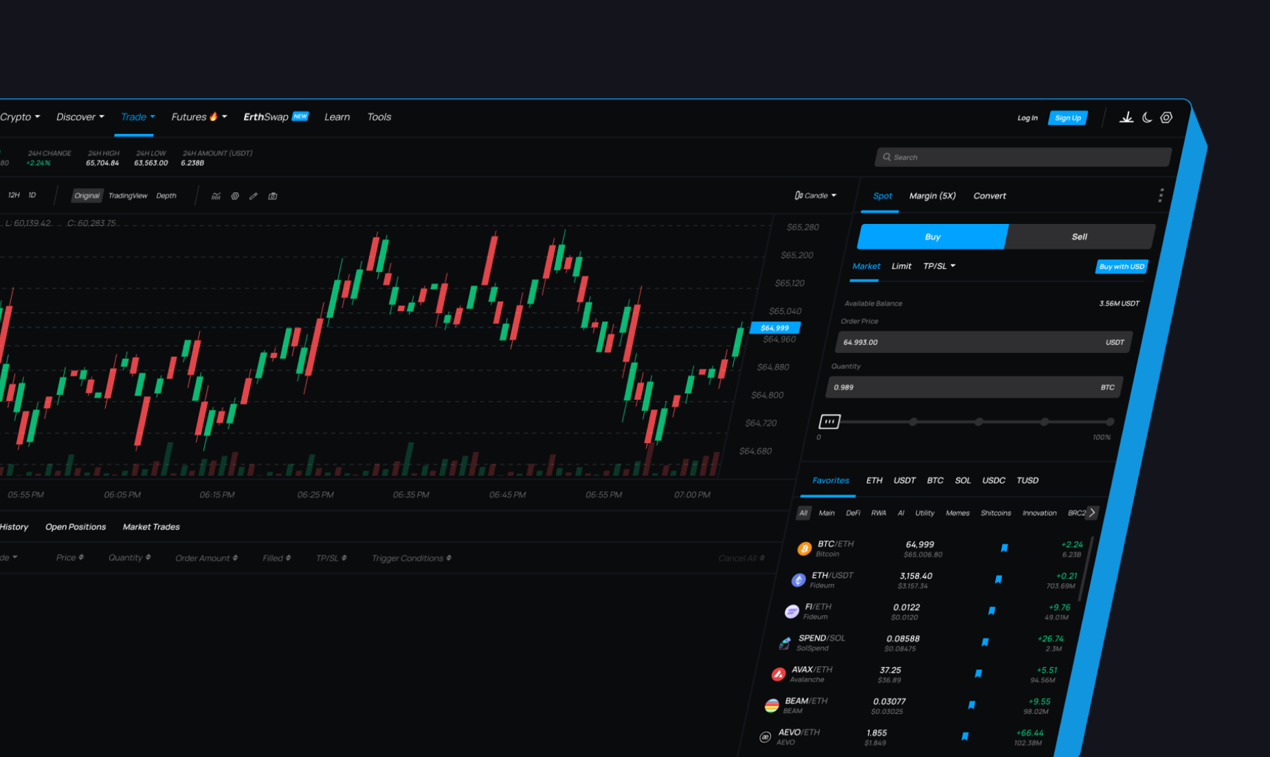 Erthium trading platform interface