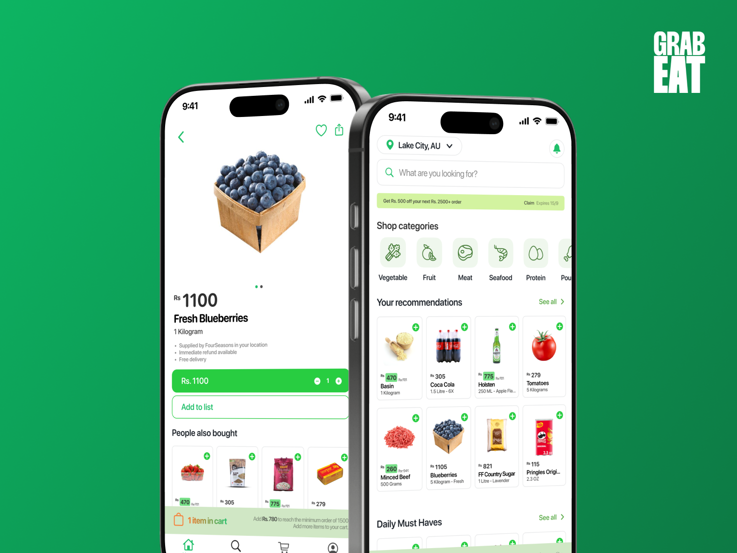 Grab Eat mobile app interface design